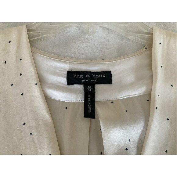 Rag & Bone Off White Silk Neutral Long Sleeve Classic Quiet Luxury Blouse Top M - Picture 3 of 10